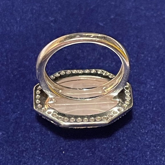925 Sterling Oval Natural Rose Quartz with Crystal Halo Ring Size 6 RJ for Avon - Picture 3 of 11